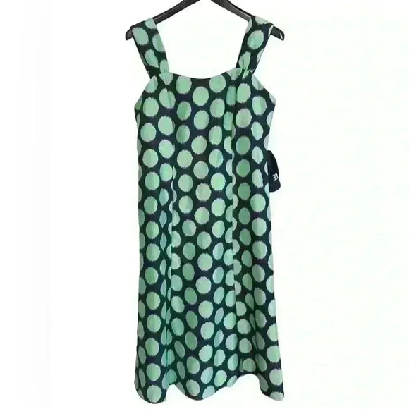 Dana Kay Midi Dress Size 10 Navy w Green Polka Dot Party Brunch Shower Cocktail - Picture 5 of 8